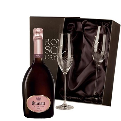 Ruinart Rose Champagne 75cl With Diamante Crystal Flutes